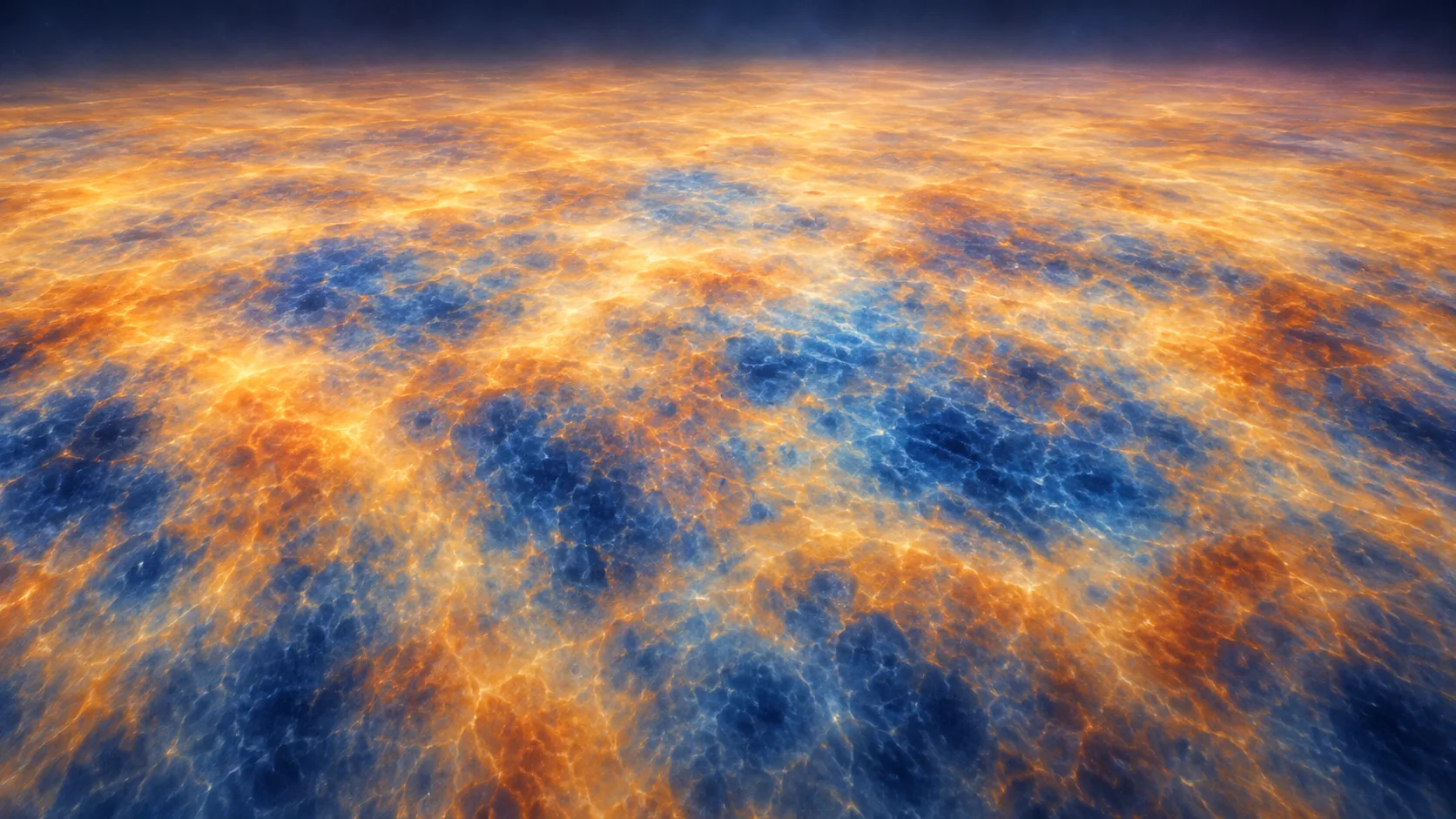 AI-generated conceptual view of luminous matter in the hot early universe, before stars existed.